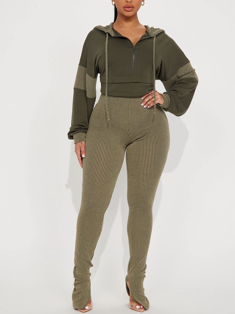 Olive Ribbed jumpsuit